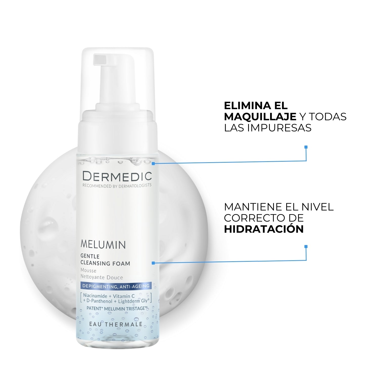 Espuma Limpiadora Antimanchas Suave - MELUMIN | Dermedic - Imagen 2