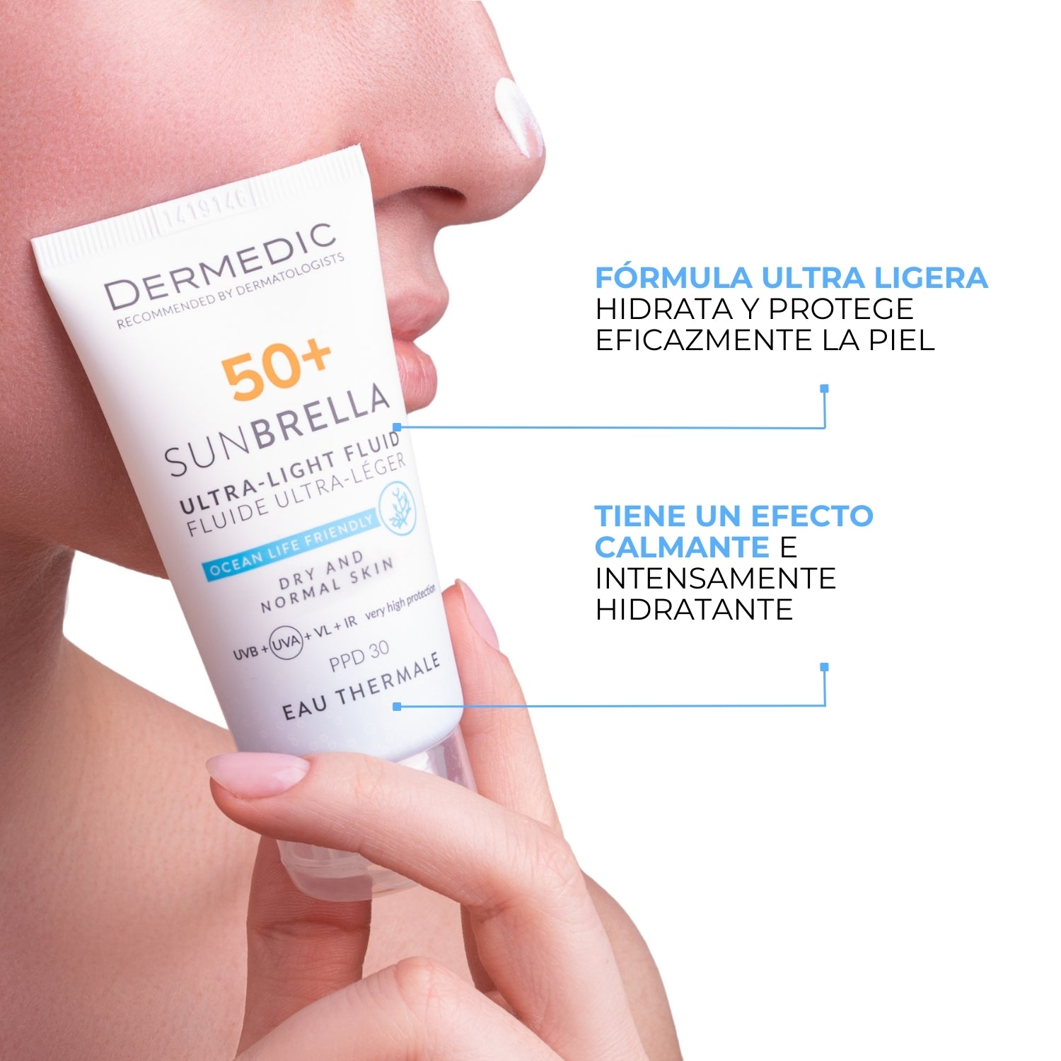 Fluido Ultraligero SPF 50+ Piel Seca y Normal - SUNBRELLA | Dermedic - Imagen 2