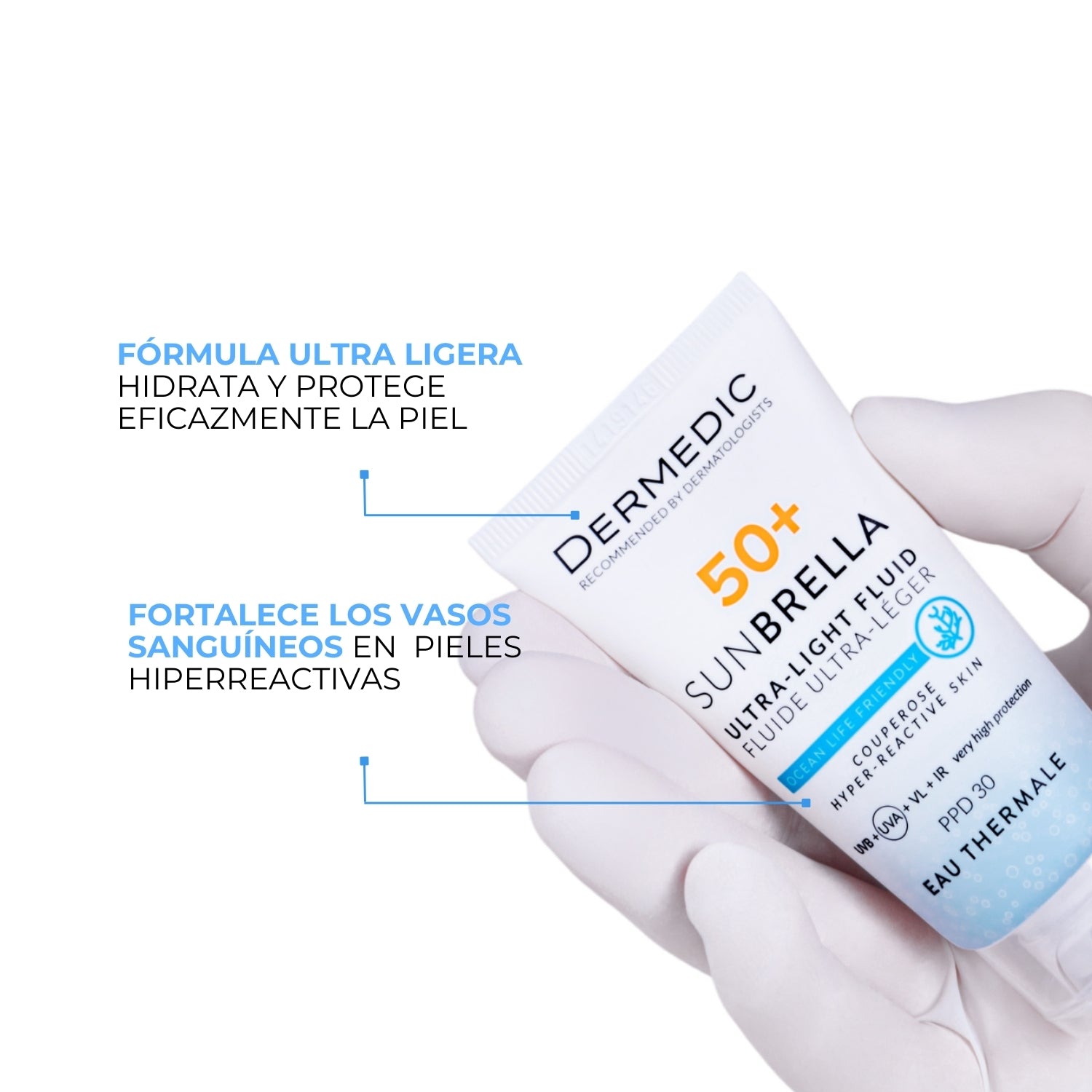 Fluido Ultraligero SPF 50+ Piel Sensible y reactiva - SUNBRELLA | Dermedic - Imagen 2